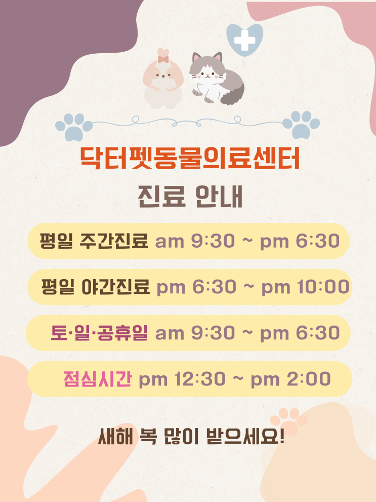  닥터펫동물의료센터, 2월 진료 일정 및 스케줄 표 안내