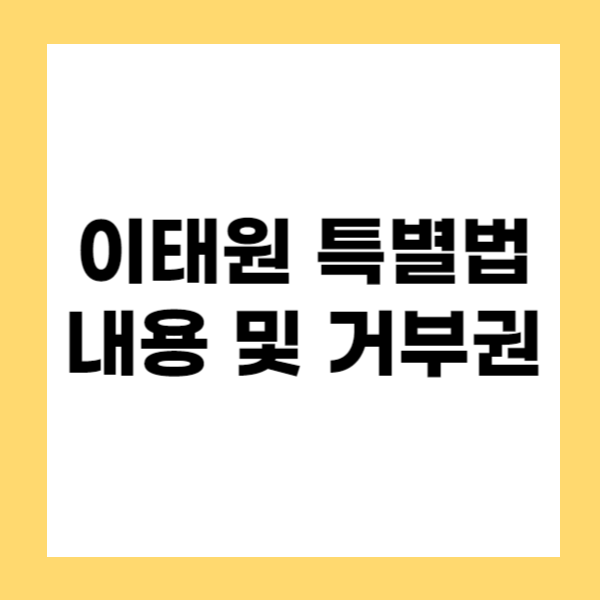 <b>이태원</b> 참사 <b>특별법</b>이란 내용 거부권 알아보기