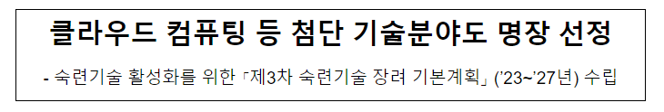 클라우드 컴퓨팅 등 첨단 기술분야도 명장 선정 클라우드 컴퓨팅 등 첨단 기술분야도 명장 선정