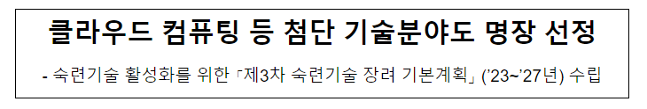 클라우드 컴퓨팅 등 첨단 기술분야도 명장 선정