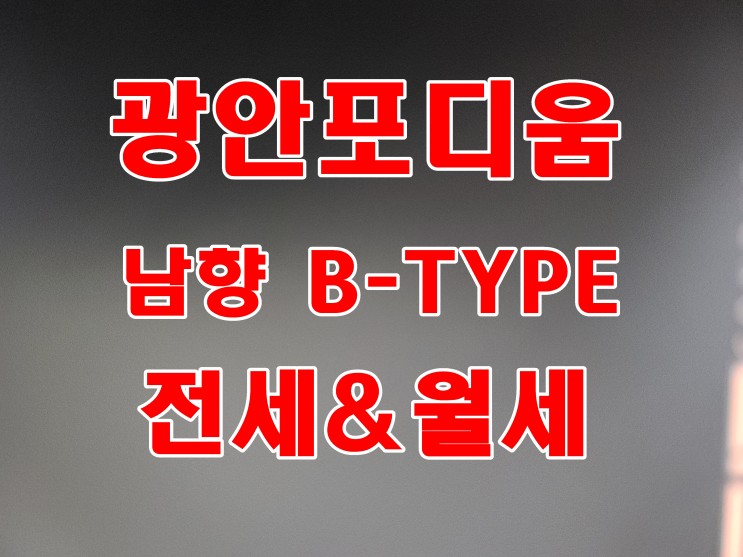 광안포디움 B타입 남향 전세 및 월세 부산 신축 아파트 입주 정보