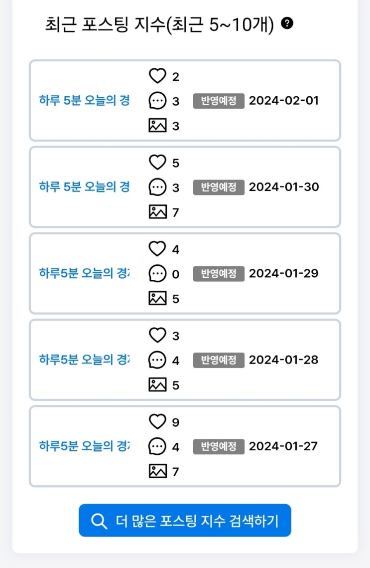  블덱스 조회 중 포스팅 글 반영예정 오류 (블덱스 공지사항)