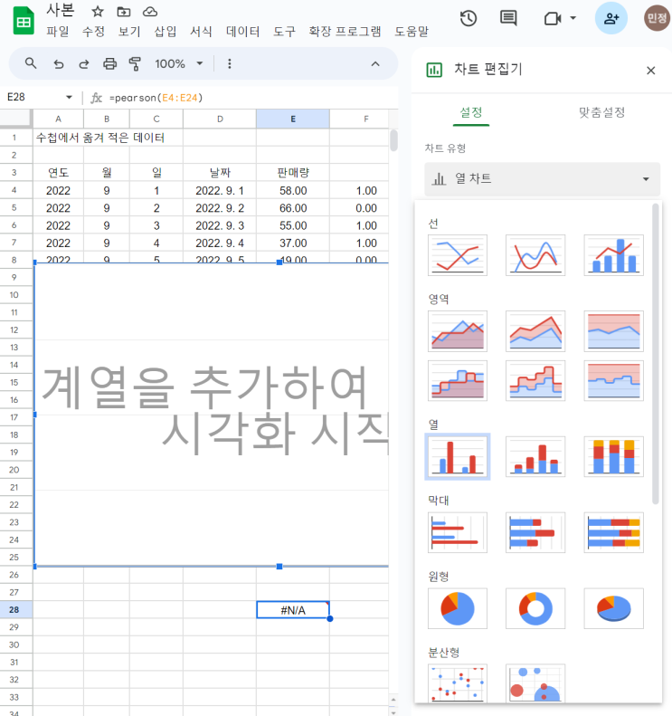  데이터분석과정 : SQL, QUERY 엑셀 함수를 활용한 가설수립
