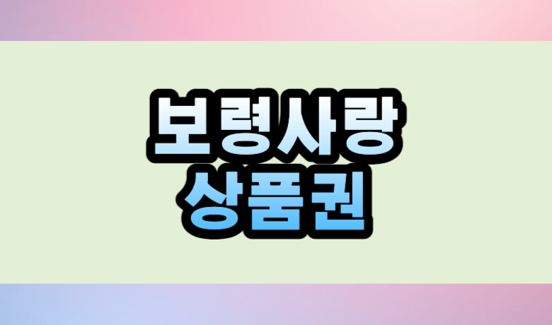 지역화폐 보령사랑 상품권 사용처 및 종류 구매방법