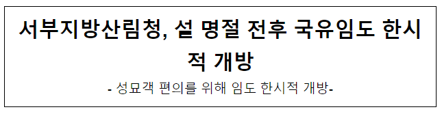 설 명절 전후 국유임도 한시적 개방