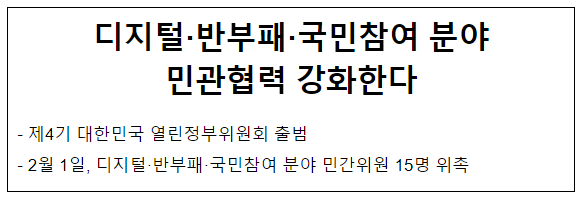 디지털·반부패·국민참여 분야 민관협력 강화한다