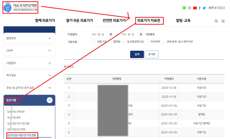  [Shortence] 체외진단의료기기 임상적성능시험기기관 지정 현황 찾는 곳