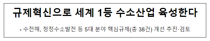 규제혁신으로 세계 1등 수소산업 육성한다 규제혁신으로 세계 1등 수소산업 육성한다