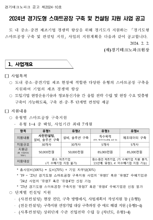 [경기] 2024년 경기도형 스마트공장 구축 및 컨설팅 지원사업 공고