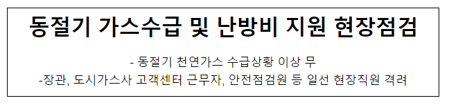 동절기 가스수급 및 난방비 지원 현장점검