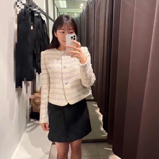  자라 신상 크롭 재킷과 스커트 팬츠 코디 후기