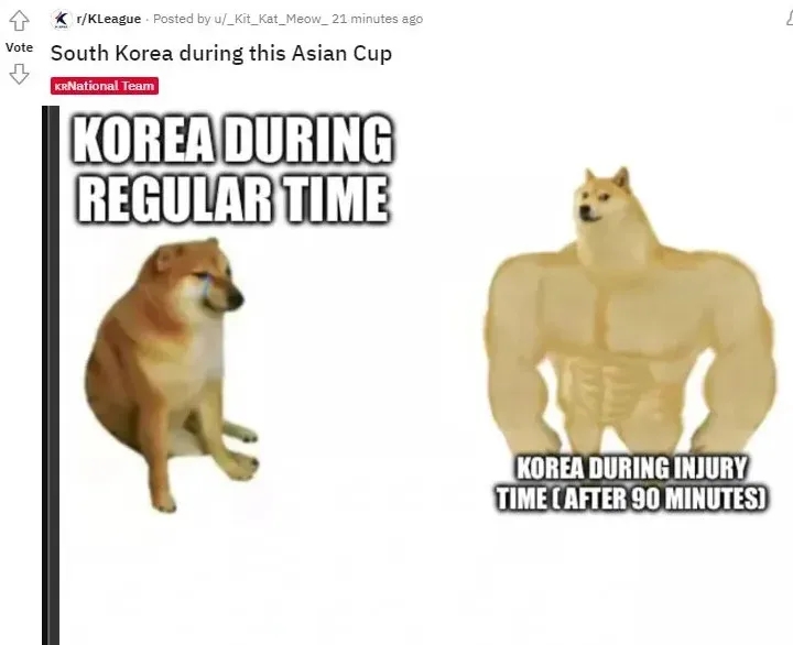  [한국팀 밈] 2024 카타르 아시안컵 한국팀을 바라본 외국인들의 짤 2개