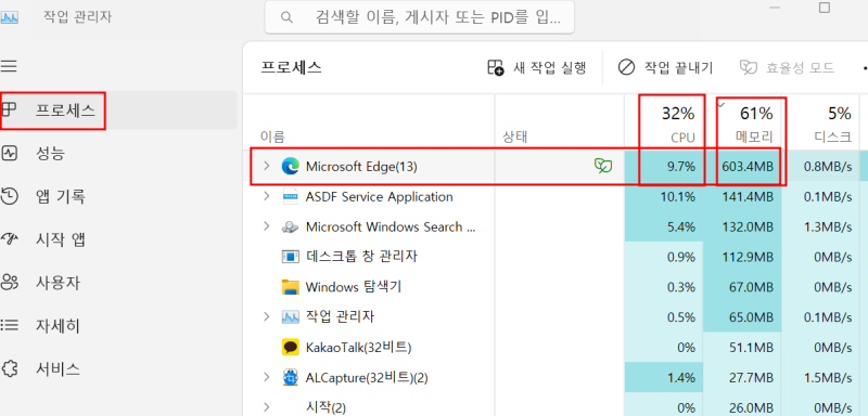 Microsoft Edge CPU 메모리 점유율 줄이기 : 네이버 블로그