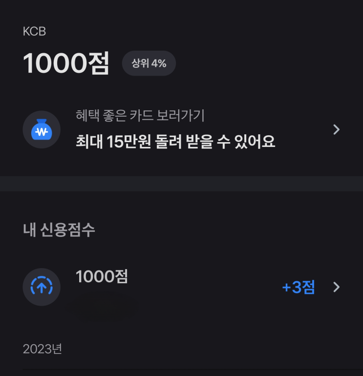  신용점수 1천점 달성
