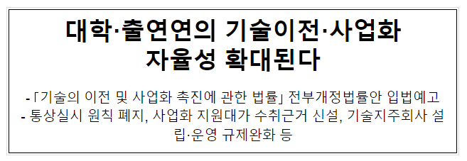 대학·출연연의 기술이전·사업화 자율성 확대된다