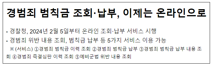경범죄 범칙금 조회·납부, 이제는 온라인으로 경범죄 범칙금 조회·납부, 이제는 온라인으로