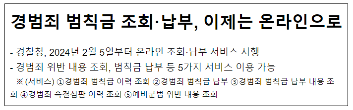 경범죄 범칙금 조회·납부, 이제는 온라인으로