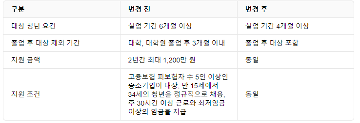  청년일자리 장려금 확대, 지급 대상, 제외 기준