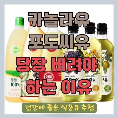  가정에서 카놀라유나 포도씨유가 최악인 이유 - 현미유(미강유), 올리브오일, 아보카도오일 콩기름 등 비교 결과와 식용유 추천