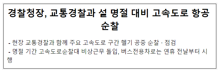 경찰청장, 교통경찰과 설 명절 대비 고속도로 항공 순찰