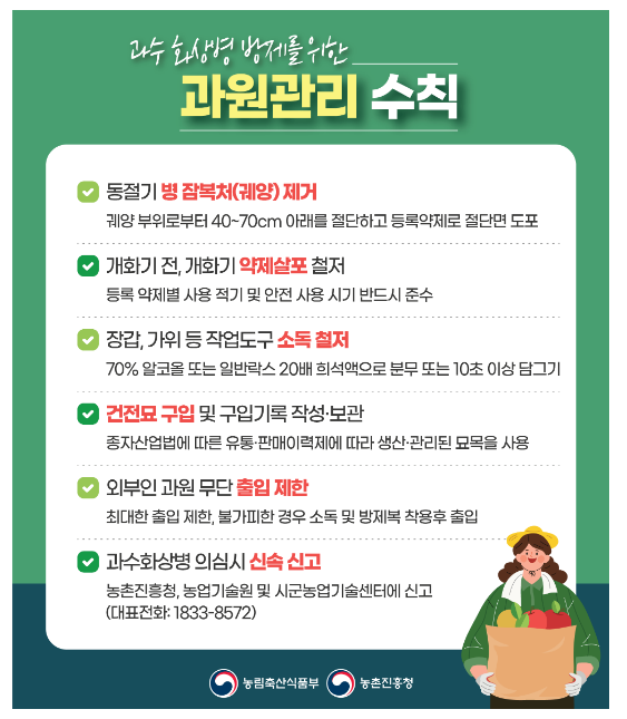 과수화상병, 동절기 사전예방 조치로 확산 방지