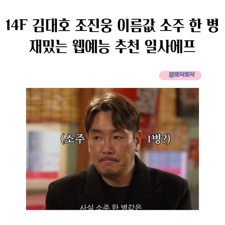14F 김대호 조진웅 이름값 소주 한 병 재밌는 웹예능 추천 일사에프