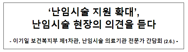 ‘난임시술 지원 확대’, 난임시술 현장의 의견을 듣다 ‘난임시술 지원 확대’, 난임시술 현장의 의견을 듣다