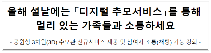 올해 설날에는 「디지털 추모서비스」를 통해 멀리 있는 가족들과 소통하세요