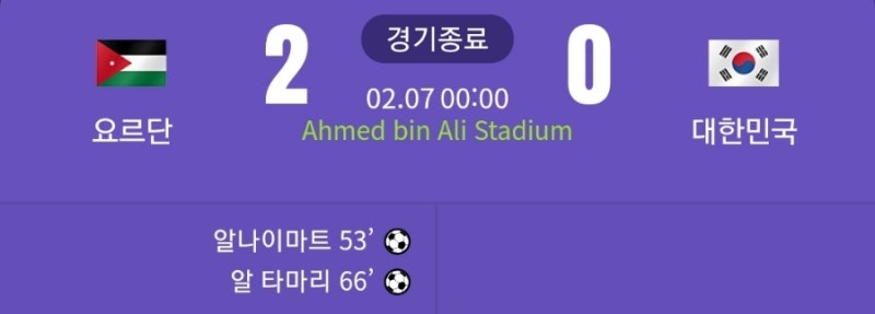 한국축구 4강전하이라이트 결과 충격패 요르단에 0-2 64년만의 아시안컵 물거품 김민재나무위....