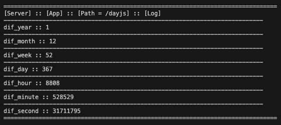 192. (NodeJs) [Mac Os] [dayjs] : day js 모듈 사용해 diff 두 날짜 및 시간 차이 확인