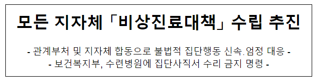 모든 지자체 비상진료대책 수립 추진 모든 지자체 비상진료대책 수립 추진