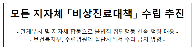 모든 지자체 비상진료대책 수립 추진