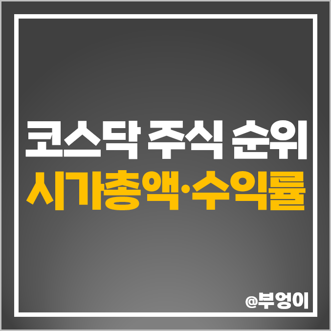 코스닥 시가총액 순위 국내 기업 주식 수익률 순위 코스닥 시가총액 순위 국내 기업 주식 수익률 순위