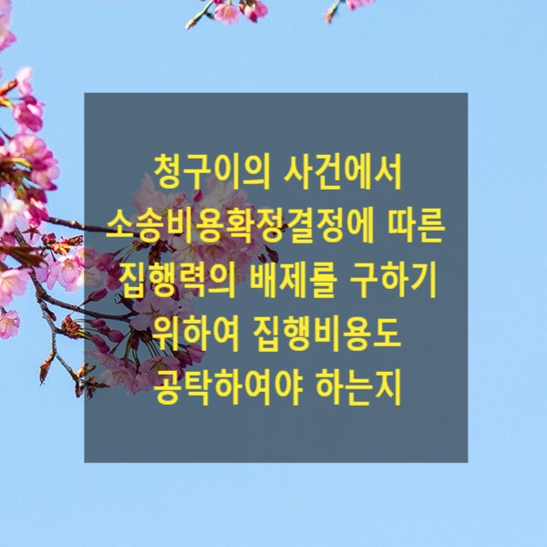  청구이의 사건에서 소송비용확정결정에 따른 집행력의 배제를 구하기 위하여 집행비용도 공탁하여야 하는지