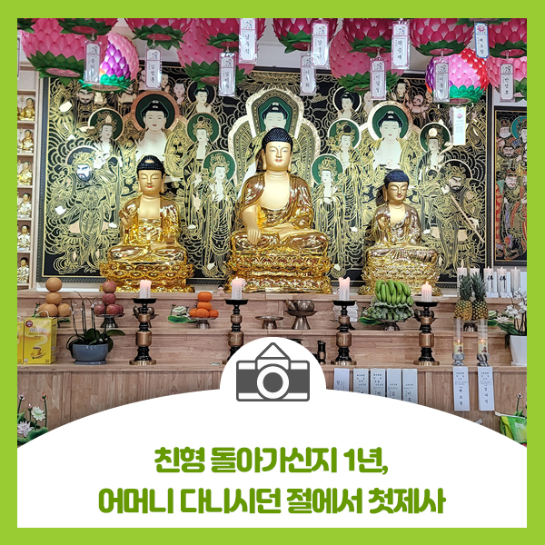  친형 돌아가신지 1년, 어머니 다니시던 절에서 첫제사 지냈습니다.