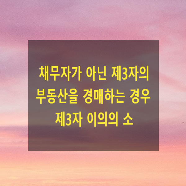  채무자가 아닌 제3자의 부동산을 경매하는 경우 제3자 이의의 소(경매 정지, 집행정지)
