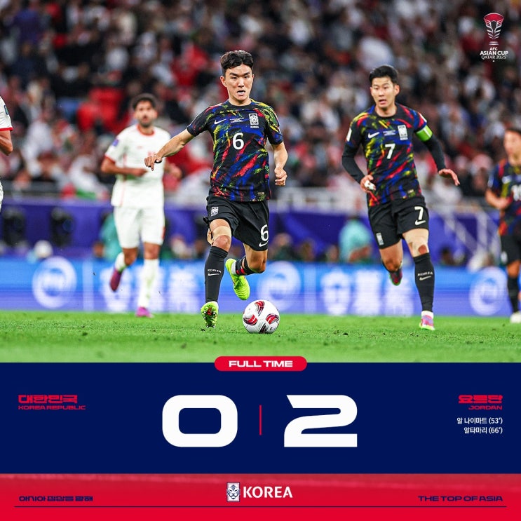 4강 한국 VS 요르단 경기결과 0:2 패배 <b>결승 진출 실패</b>