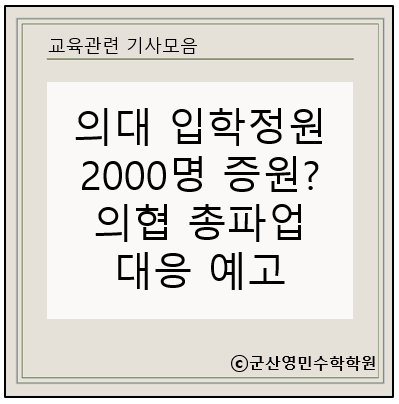 <b>의협 총파업</b> 대응 예고, 의대 입학 정원 2000명 증원 발표 후... 