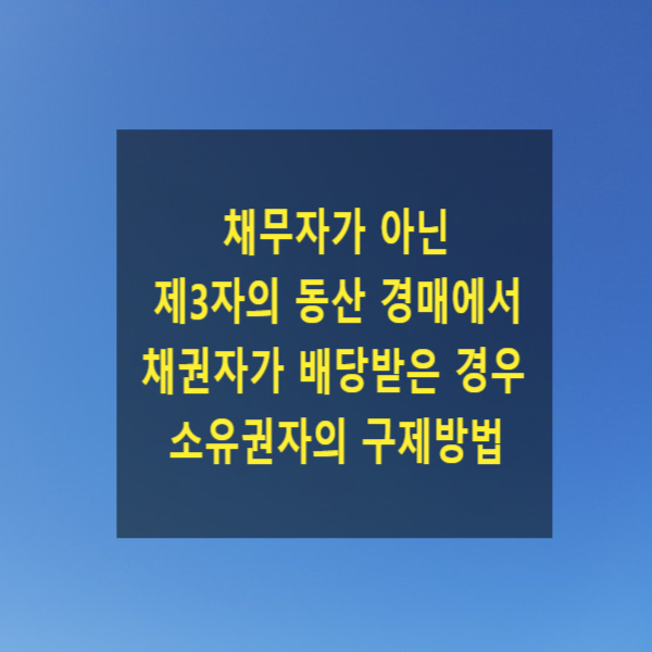  채무자가 아닌 제3자 소유의 동산 경매에서 채권자가 배당받은 경우 소유권자의 구제방법