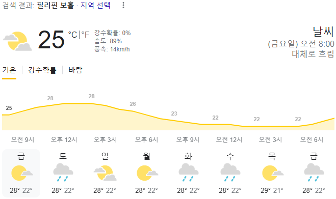  2024년 2월 8일 보홀 날씨 올려드려요