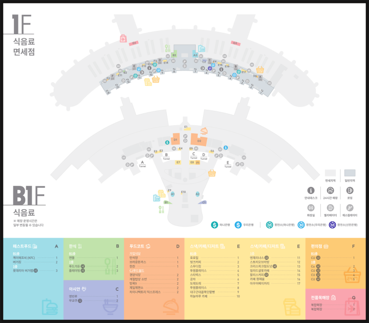  인천공항 T1,T2 일반구역&면세구역 식당 정보 총정리