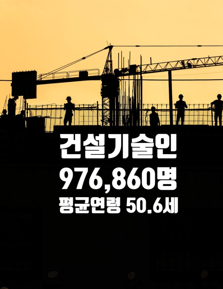  건설기술인 976,860명, 평균연령 50.8세