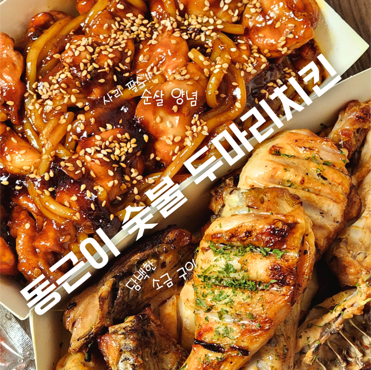  동근이 숯불 두마리 치킨 소금구이 + 순살 양념 보통맛 맵기 정도는?