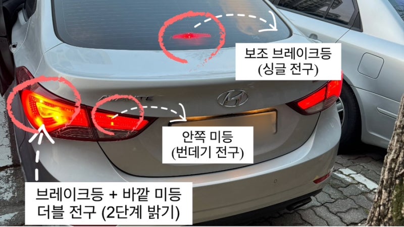 아반떼 MD 진짜 쉬운 후미등 셀프 교체 (브레이크등, 미등, 보조 브레이크등)