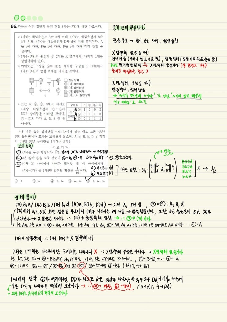  내 점수를 바꿀 100가지 생1 문제 - 66제(2022년 10월 19번)