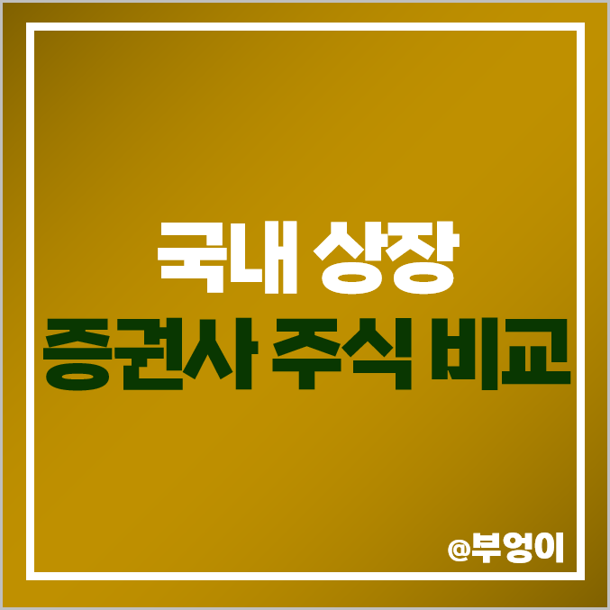 국내 증권사 순위 상장 주식 매출액 배당금 수익률 비교 국내 증권사 순위 상장 주식 매출액 배당금 수익률 비교