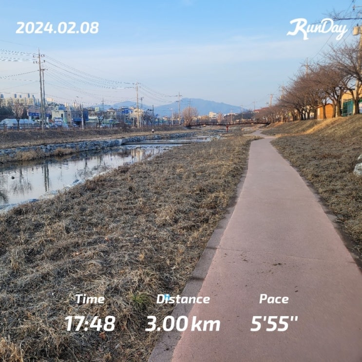  3키로 달리기 제천 하소천 코스에서 본격적인 러닝 워밍업 33주차 운동 기록