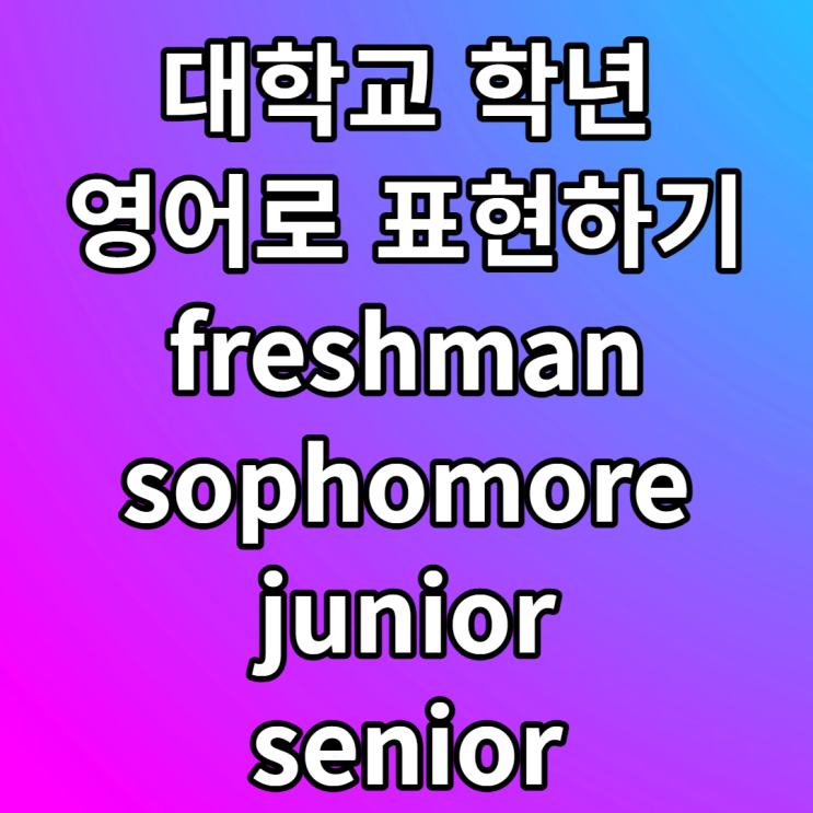  freshman sophomore junior senior 대학교 학년 영어로