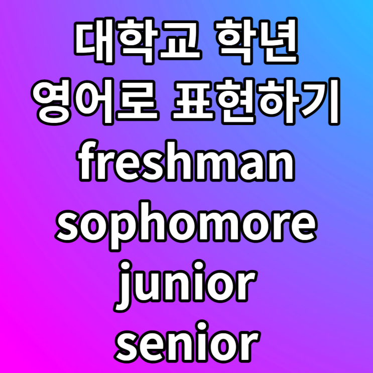 freshman sophomore junior senior 대학교 학년 영어로