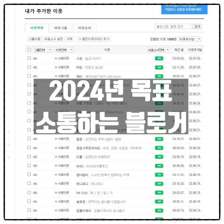 2024년 블로그 목표 이웃블로거 소통 그리고 일 방문자수 1000명 2024년 블로그 목표 이웃블로거 소통 그리고 일 방문자수 1000명